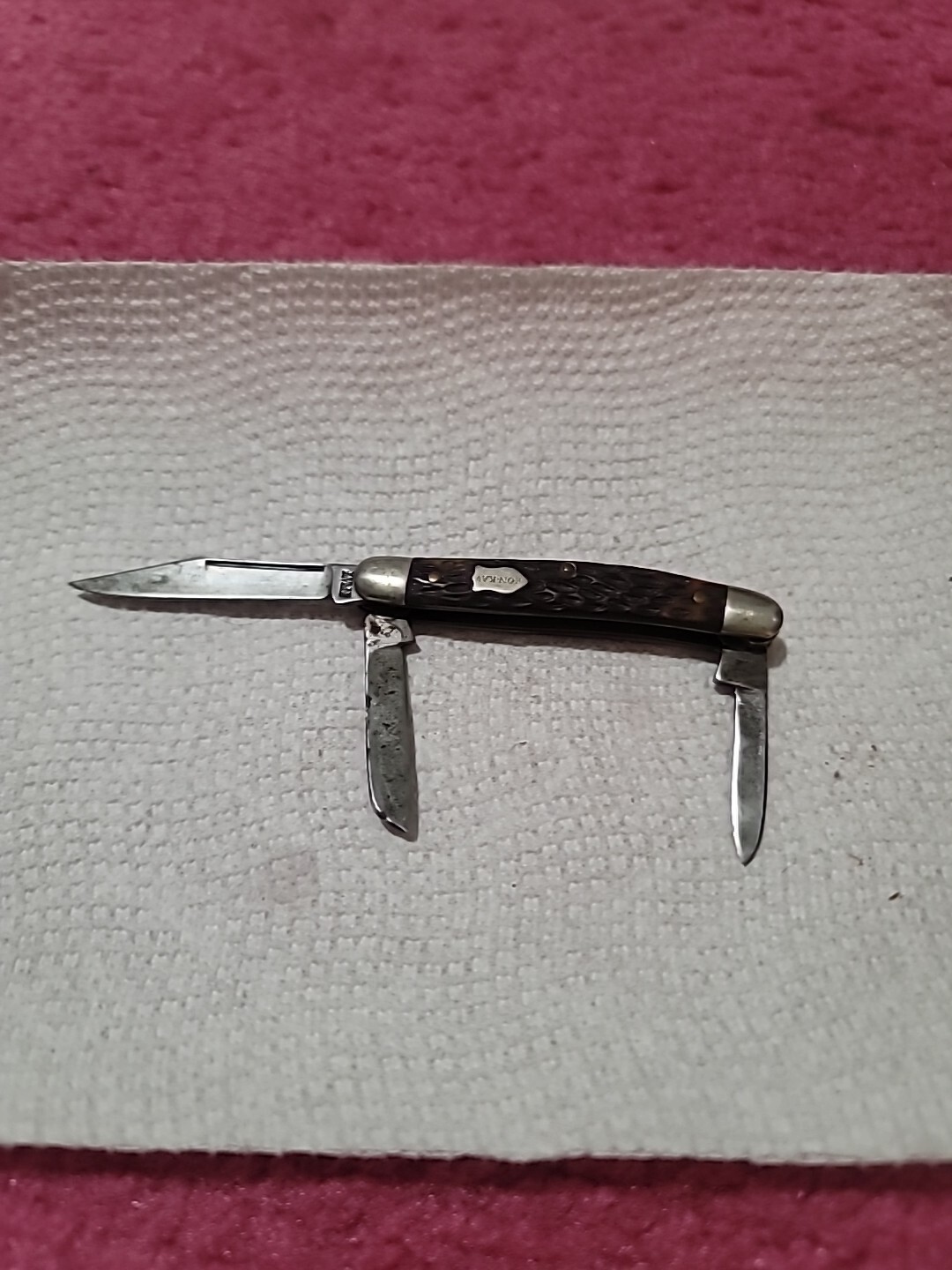 Vintage Schrade NY USA 805 Stockman Kon Kav 3-blade Pocket Knife