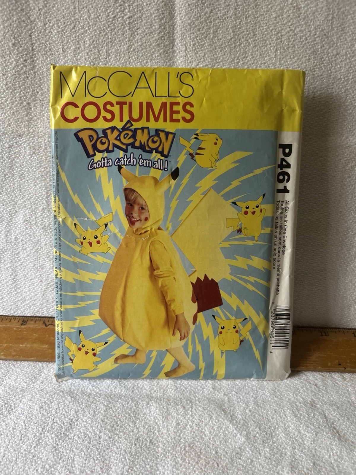 McCalls P461 Pokemon Pikachu Costume Pattern Kids Vintage 90s All Sizes