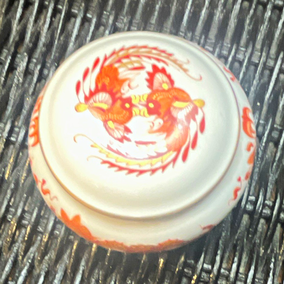 Vintage Meissen Rich /Court Red Dragon porcelain lidded box 
