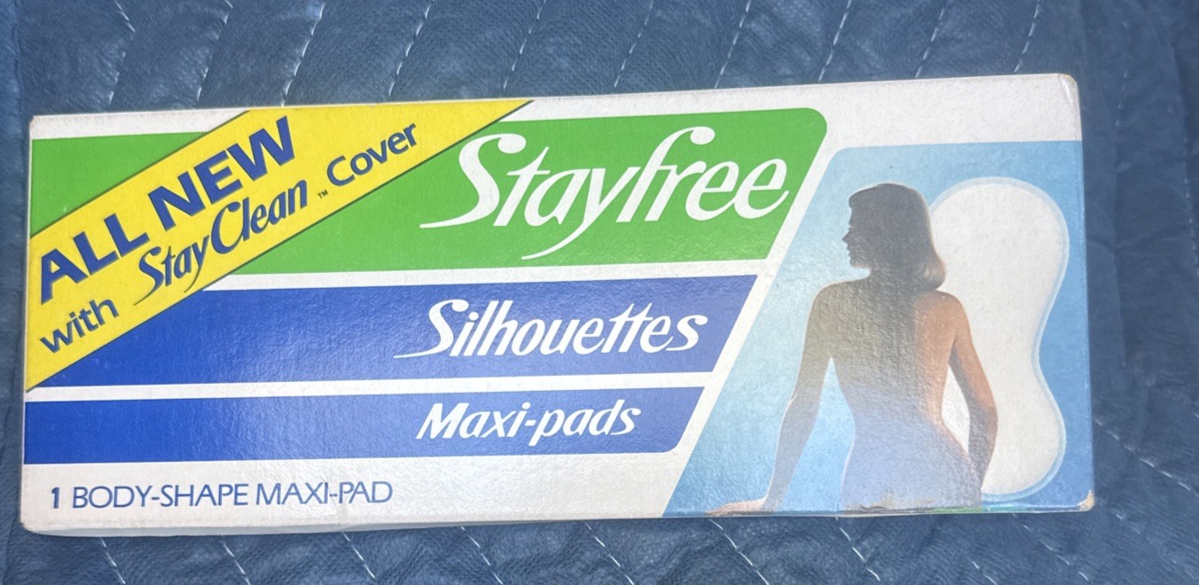 Vtg 80\'s Stayfree Silhouettes Maxi Pads Promo Sample Box Unopened Feminine PROP
