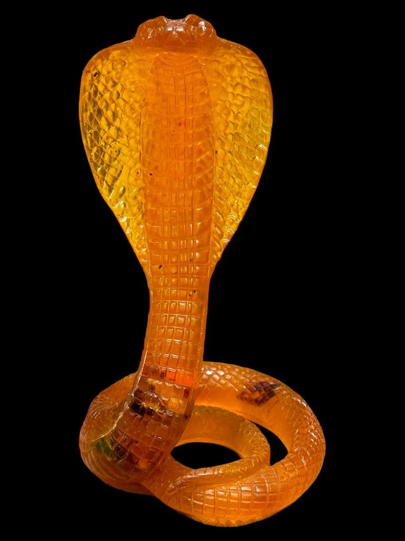 RARE ANCIENT EGYPTIAN ANTIQUE Statue Goddess Uraeus Cobra Amber Stone Egypt BC