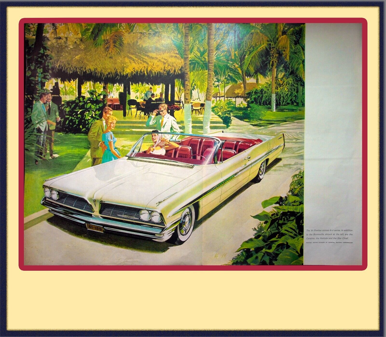 1961 Pontiac Bonneville Convertible  vintage print Ad Fold out 2Page 18 3/4 x 13