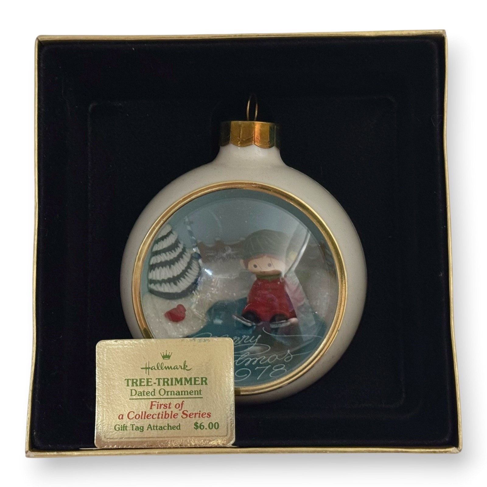 Vintage 1978 Hallmark Tree-Trimmer Collection, Skater Christmas Ornament NEW