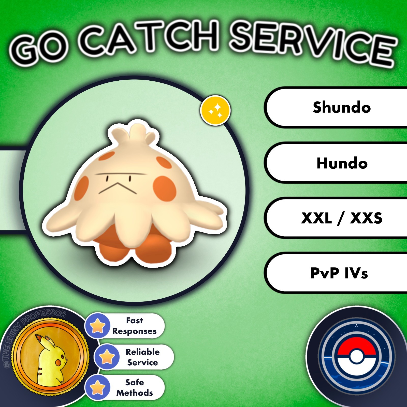 Pokémon GO Catch || Shroomish || XXL, XXS, PVP, Hundo, Shundo Available ✨