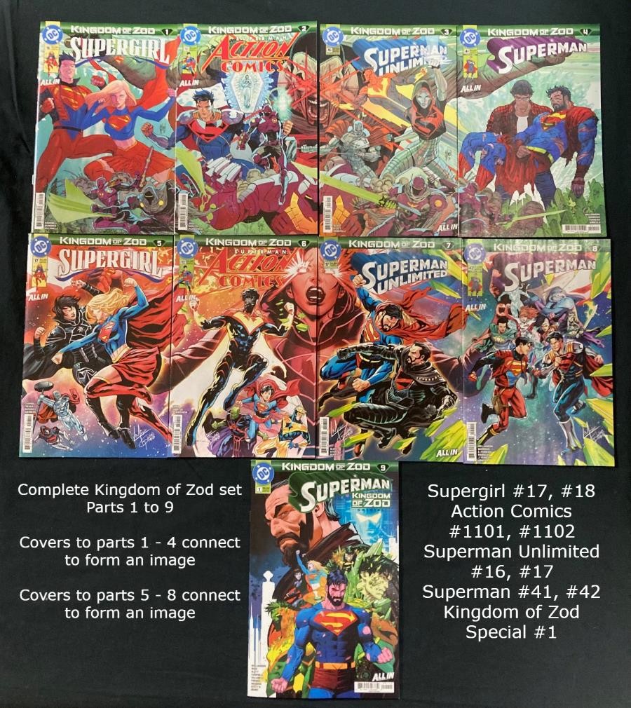 SUPERMAN KINGDOM OF ZOD x9 PART SET SUPERGIRL ACTION COMICS SUPERMAN UNLIMITED