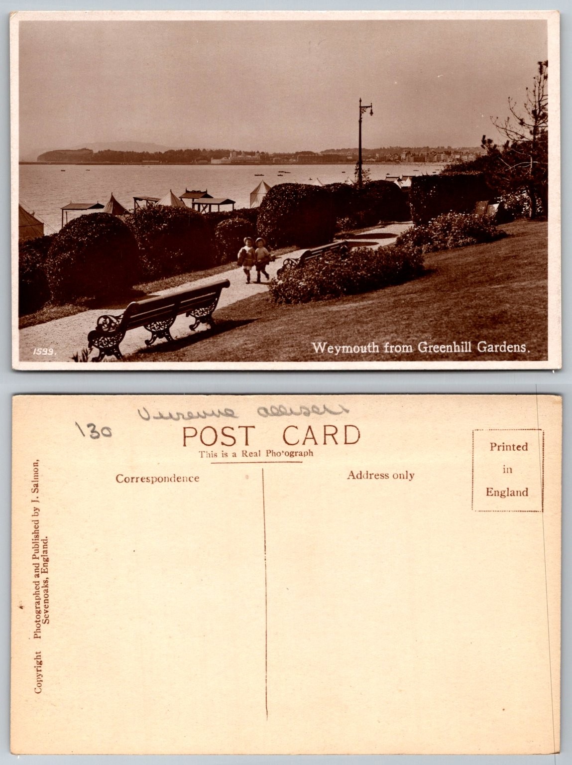 Vintage Weymouth Greenhill Gardens Real Photo Postcard England J. Salmon