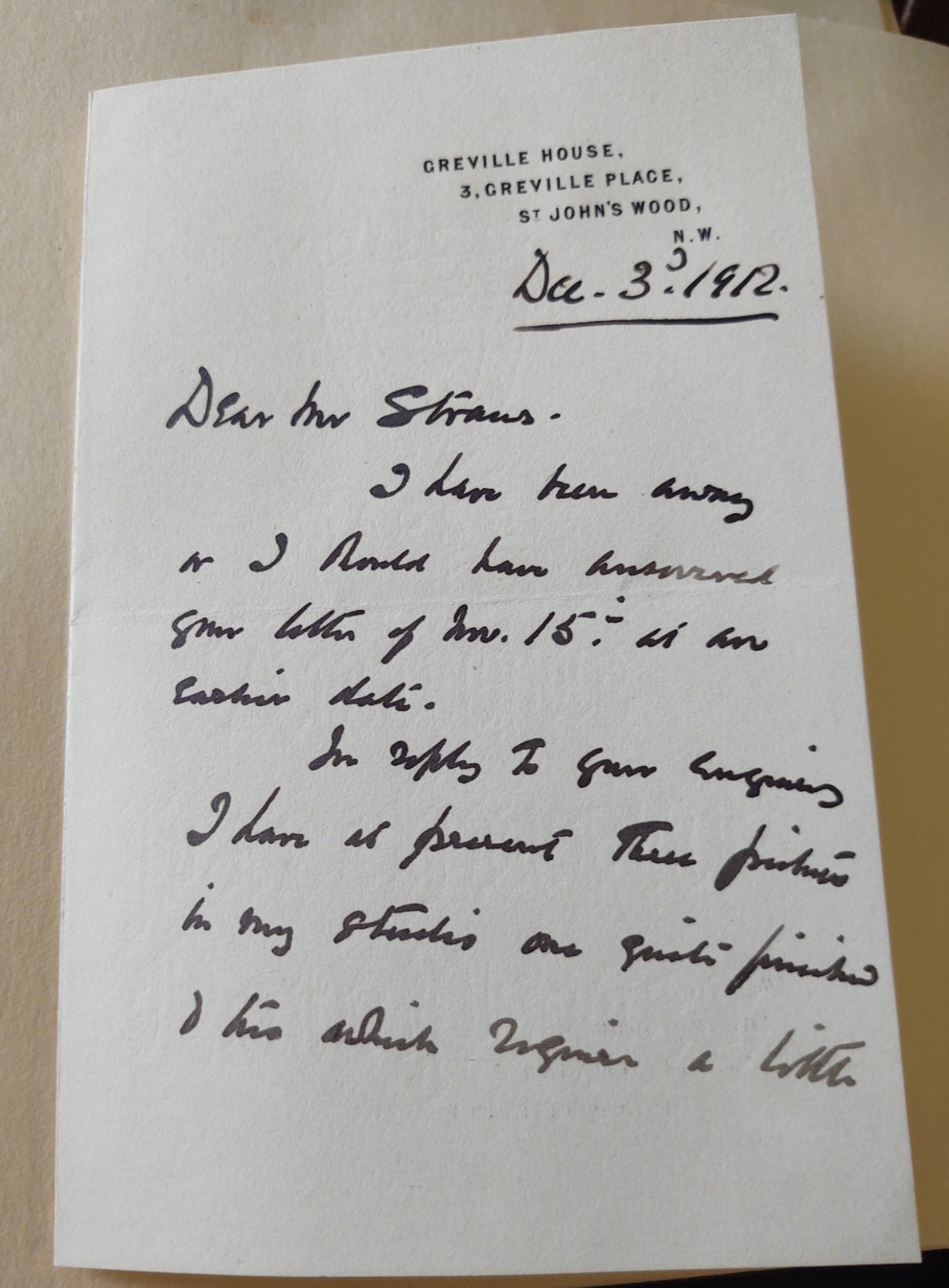 ALS 2 pg British painter Sir Francis Bernard Dicksee 1912