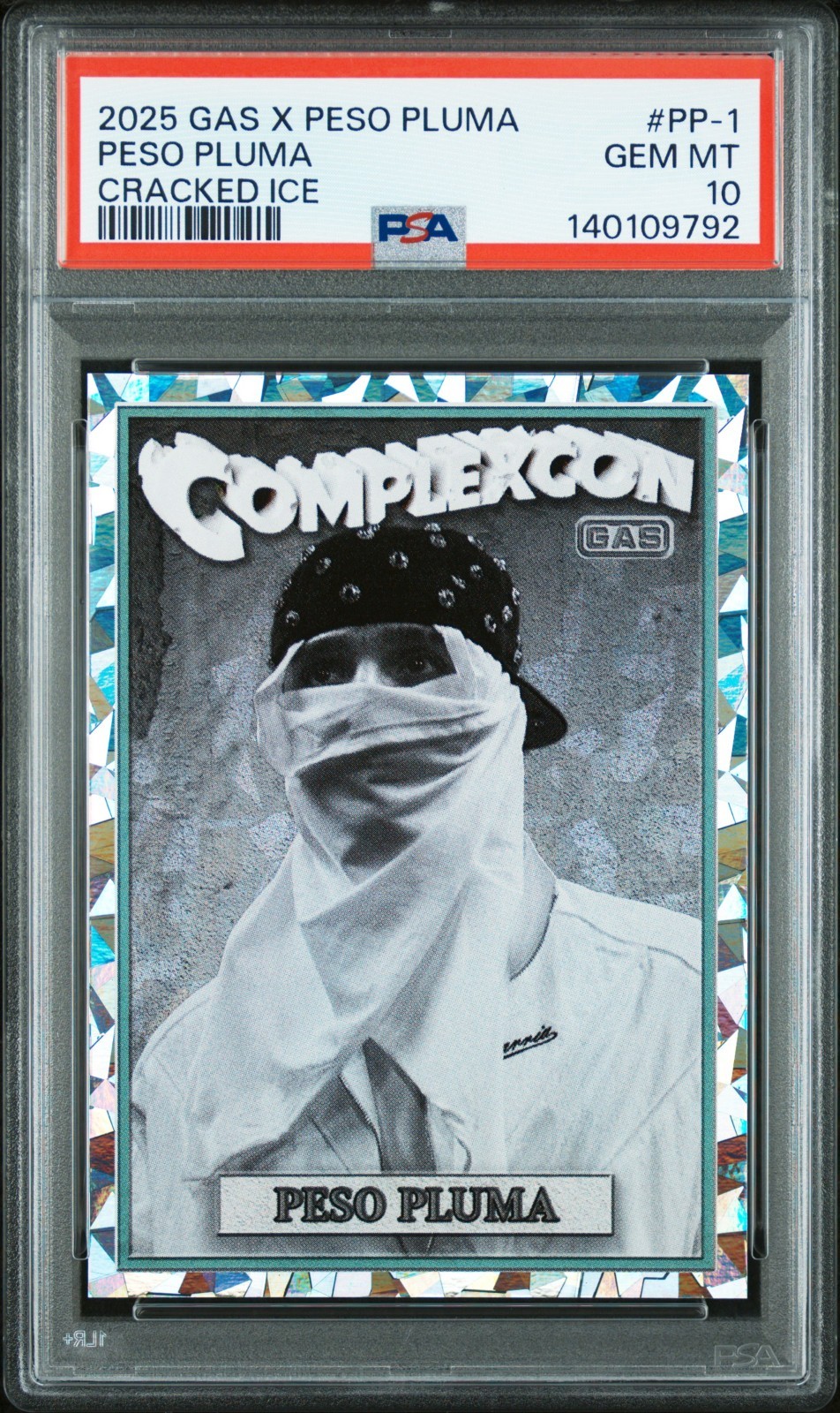 Peso Pluma 2025 GAS Trading Cards Complexcon PP-1 Cracked Ice 9/300 PSA 10 GM