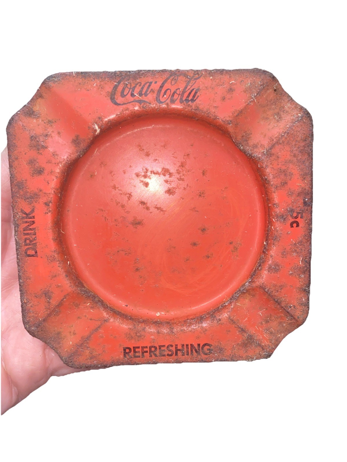 Authentic Vintage 1950s Coke Cola Tin Advertising Ashtray 
