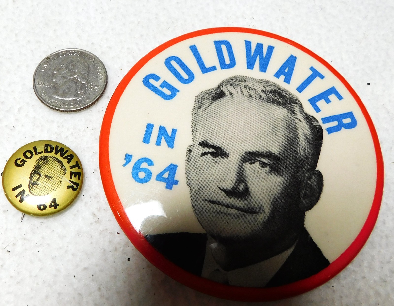 2 Vintage Barry Goldwater For President in 1964 Political Pins