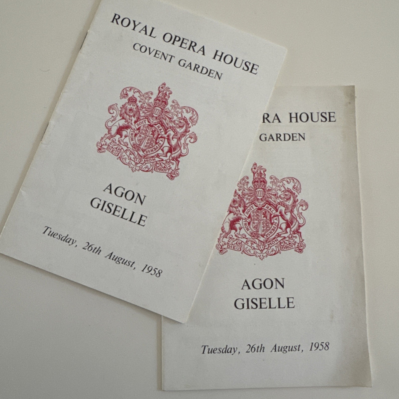 2 x Royal Opera House Covent Garden - 1958 Ballet - AGON GISELLE
