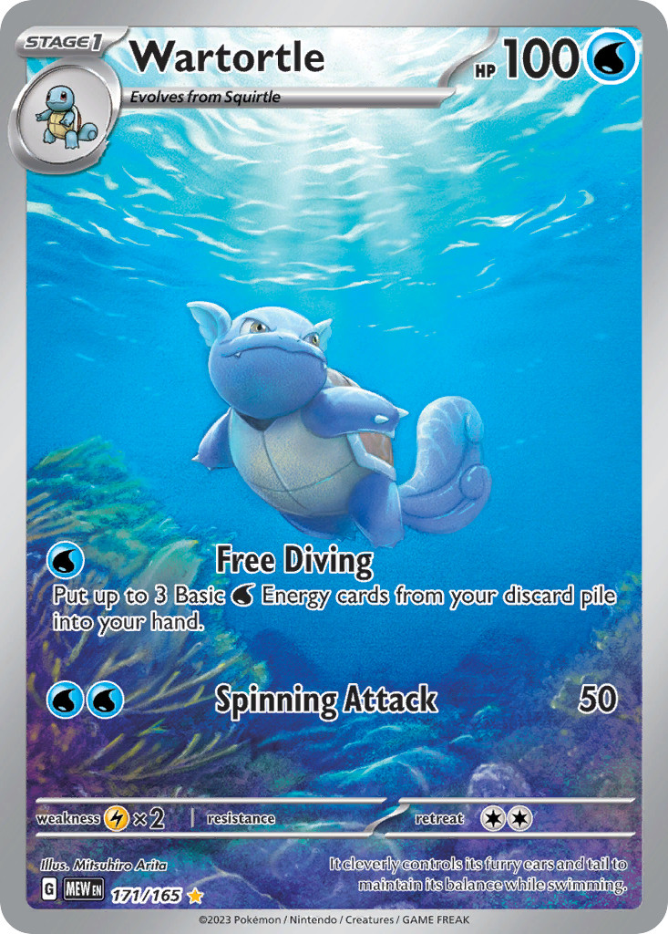 Pokemon Wartortle 171/165 Holo Illustration Rare 151 NM