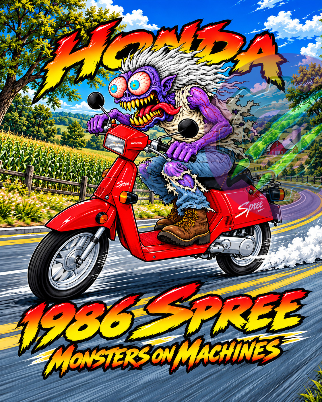 1986 Honda Spree NQ50 Scooter 8x10 Glossy Photo Print Monster Art