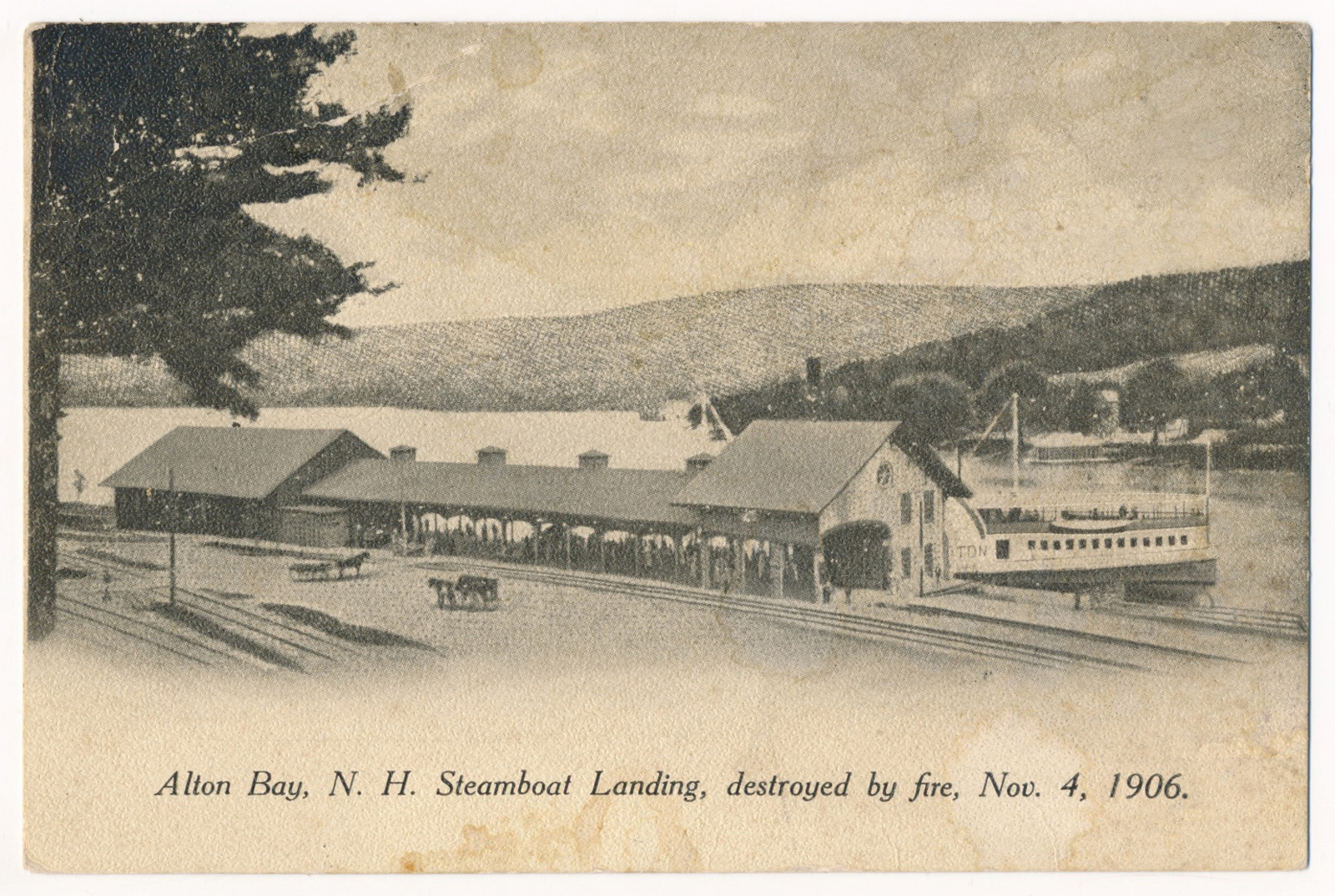 Alton Bay, New Hampshire - Steamboat Landing Destroyed by Fire, Nov. 4, 1906