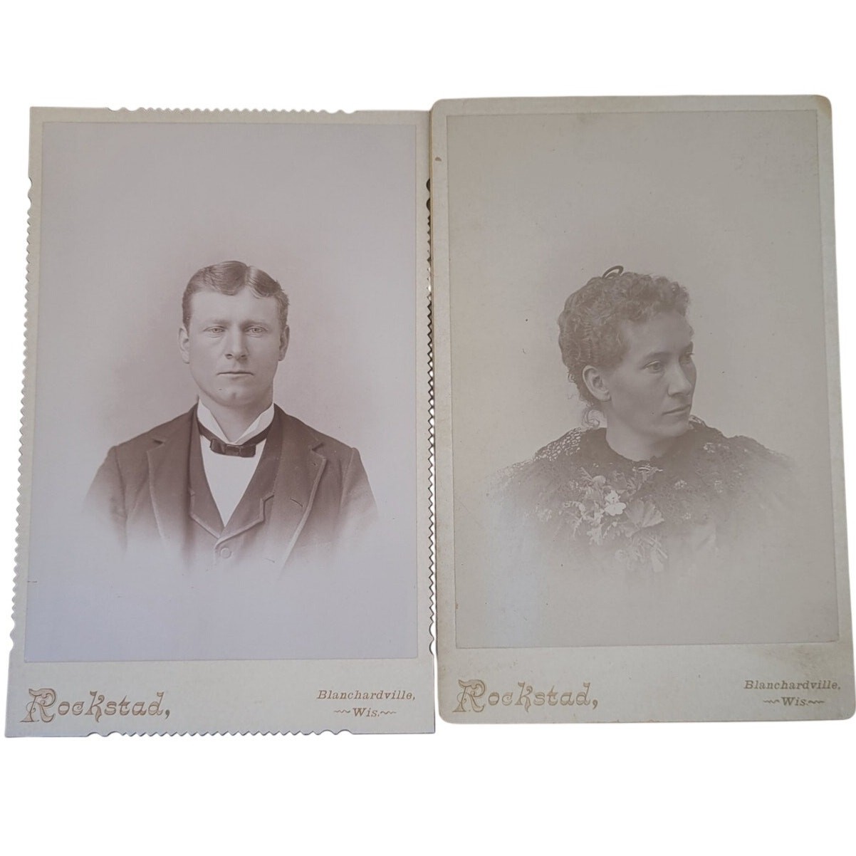 Rockstad Antique Cabinet Card Photos Lot 2 Wisconsin Advertising Victorian
