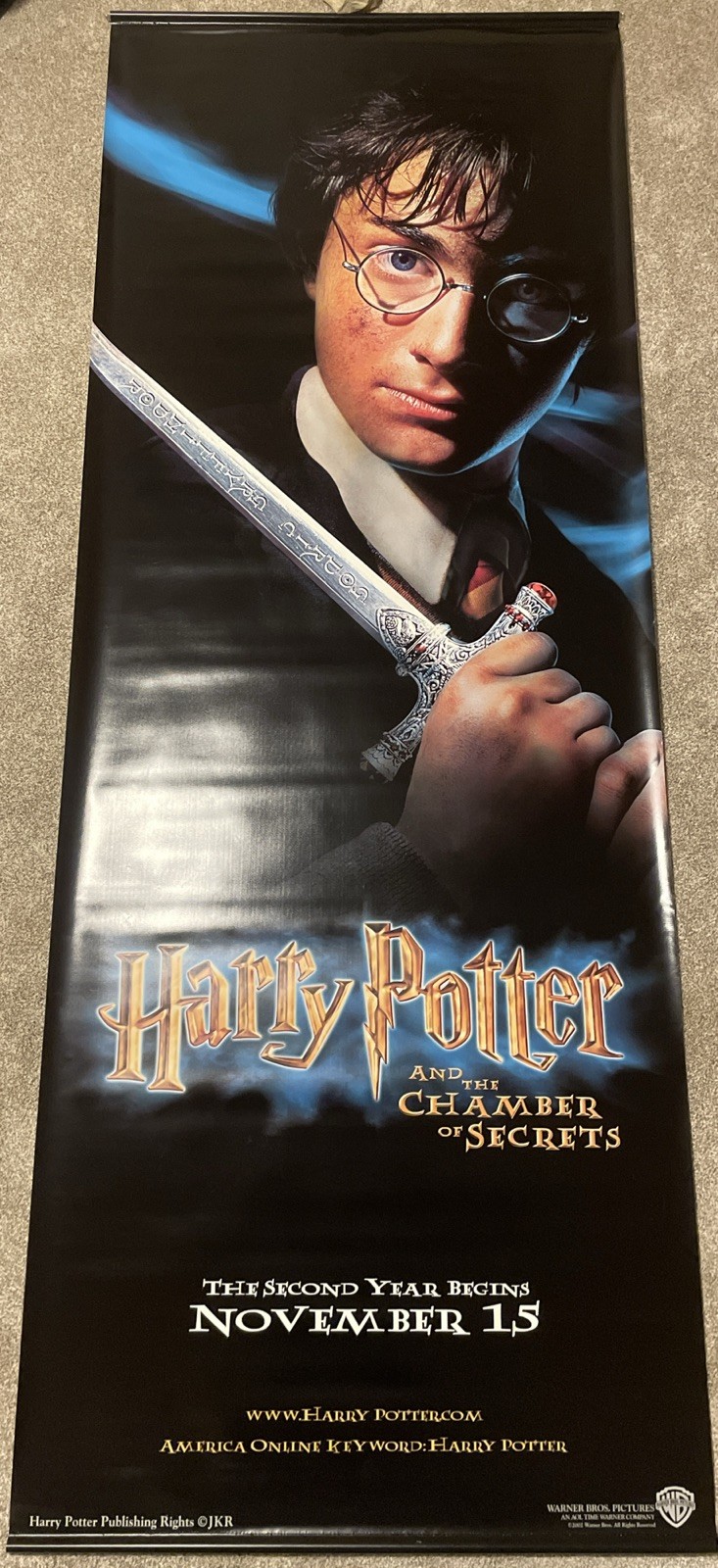 Harry Potter & The Chamber of Secrets 2002 Vinyl Movie Promo Poster 36in X 95in