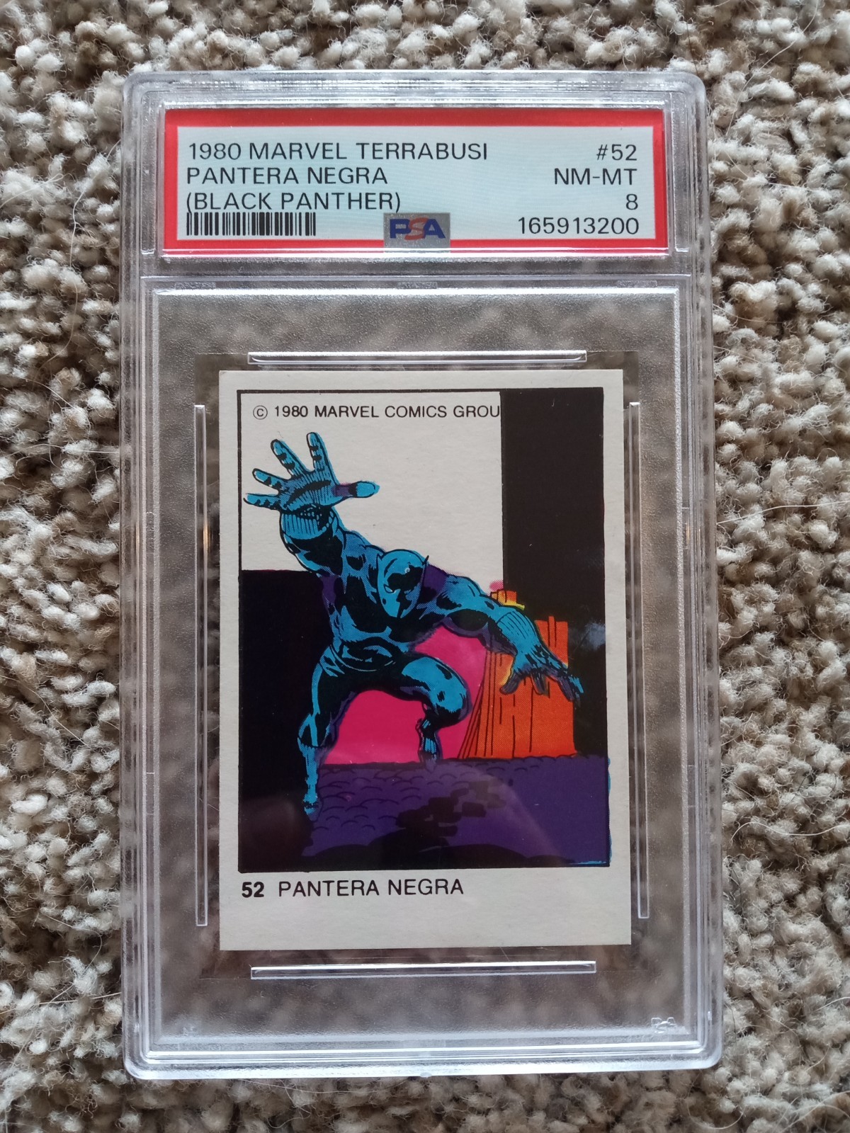 1980 Terrabusi Marvel Coleccion Superheroes #52 Black Panther PSA 8