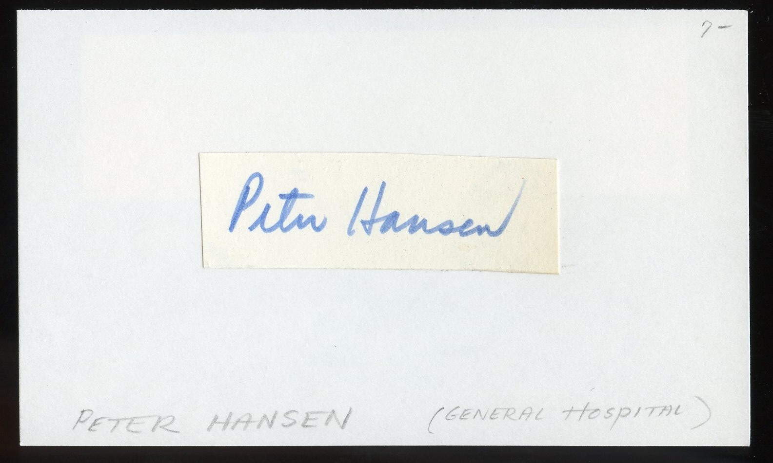 Peter Hansen d2017 signed autograph 3x5 Cut American Actor on General Hospital