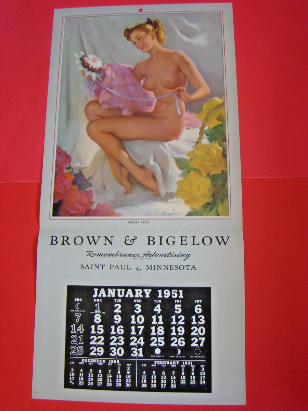 Extremely Fine--Mint       Elvgren      Vintage Sample Pin Up Calendar