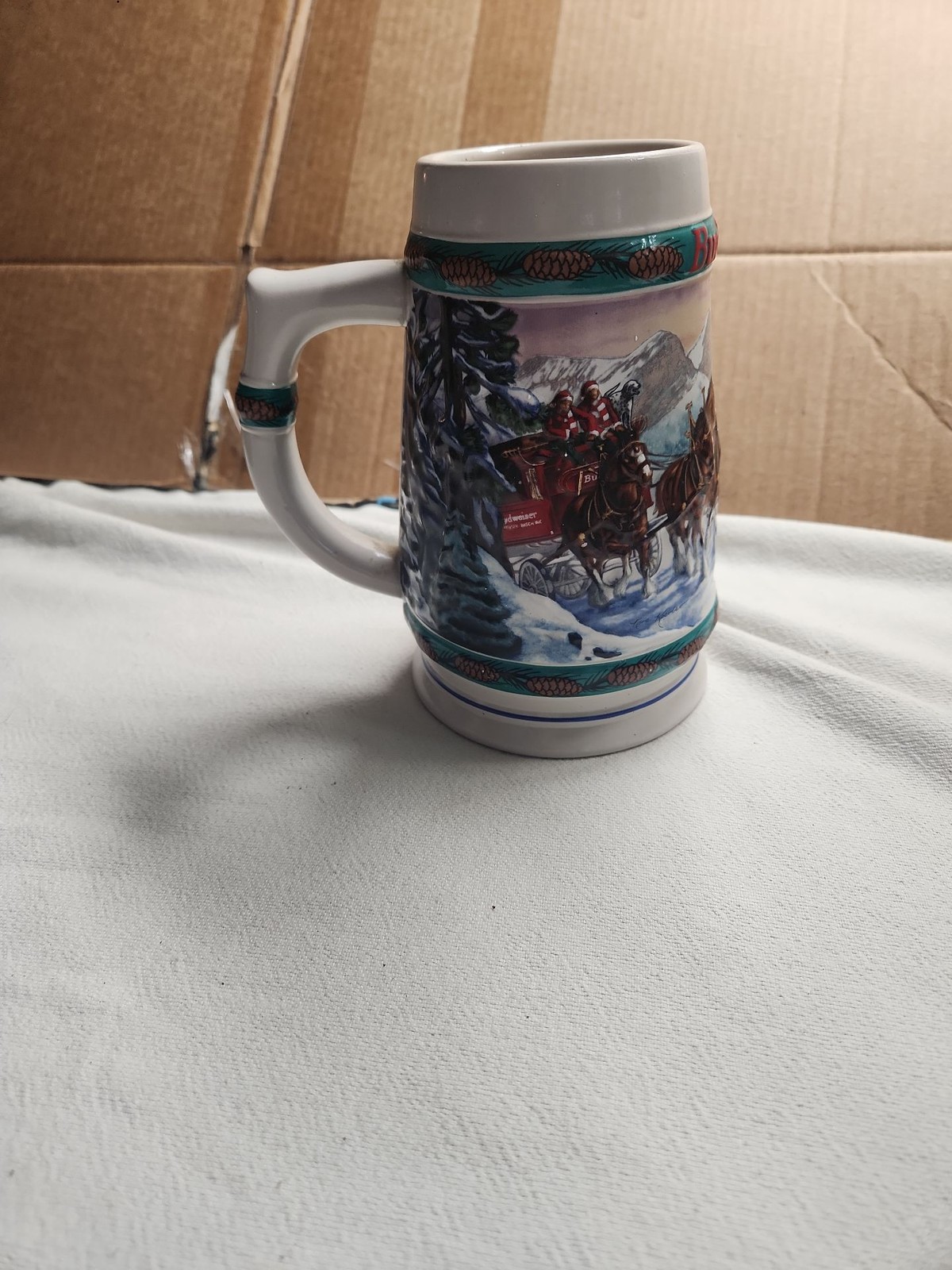 Vintage Budweiser Holiday Clydesdales Beer Stein