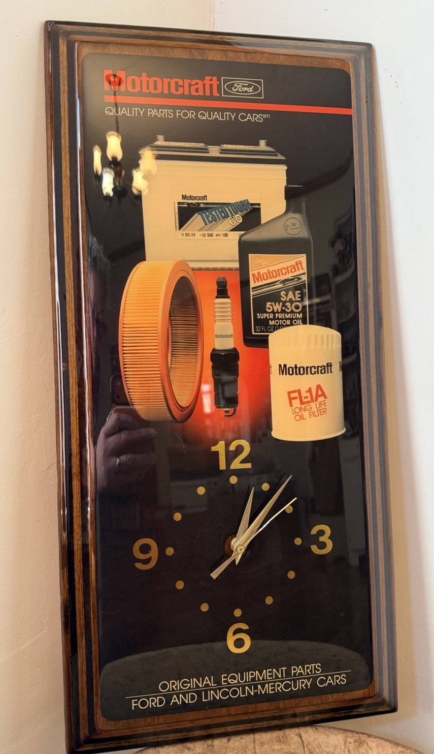 Ford Motorcraft Quality Auto Parts Wall Clock Lacquered Wood Tested VIDEO