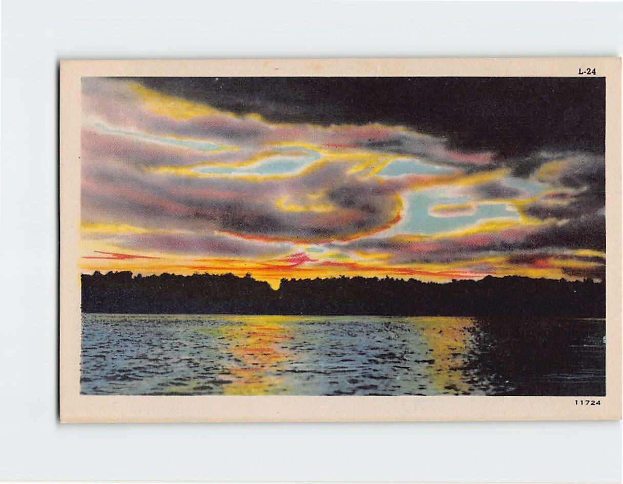 Postcard Lake Clouds Sunset Scenery