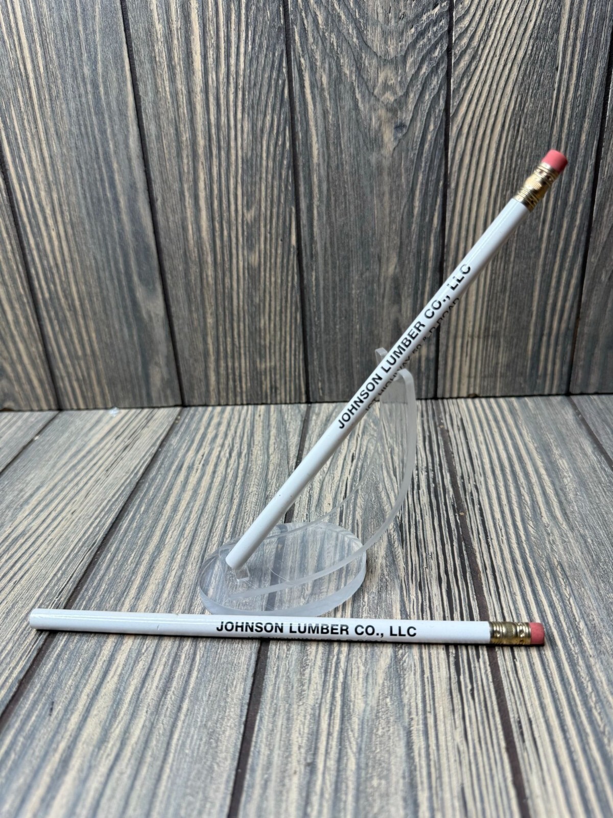 Vintage Johnson Lumber Co. LLC White Pencil With Pink Eraser
