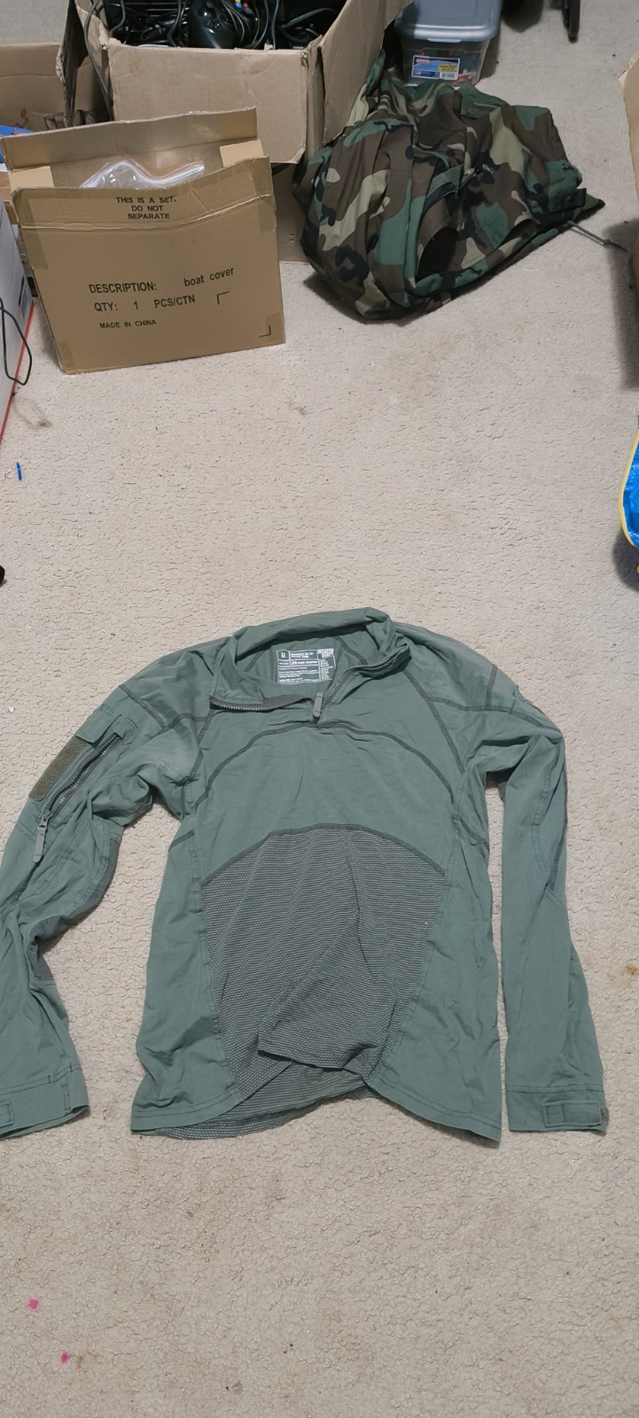 MASSIF Advanced 1/4 Zip Combat Shirt Sage Green FR Flame Resistant Medium