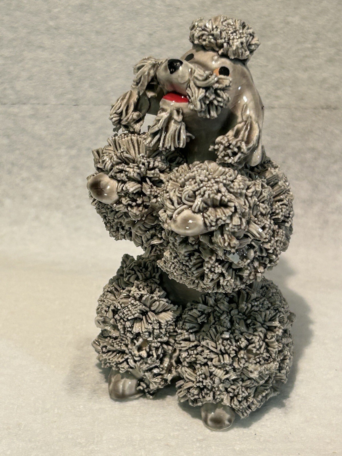 Vintage Grey Spaghetti Poodle Dog Figurine