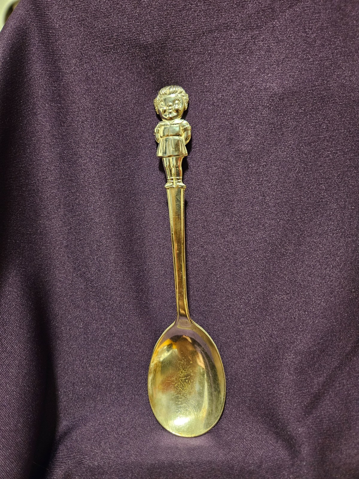 Vintage 1960's Silver Plate Campbell's Kid Soup Spoon - Girl w/ vintage patina