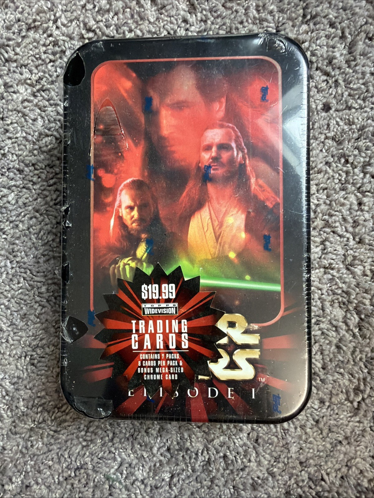 1999 Topps Star Wars Episode 1 Widevision Sealed Tin 7 packs + Chrome Card