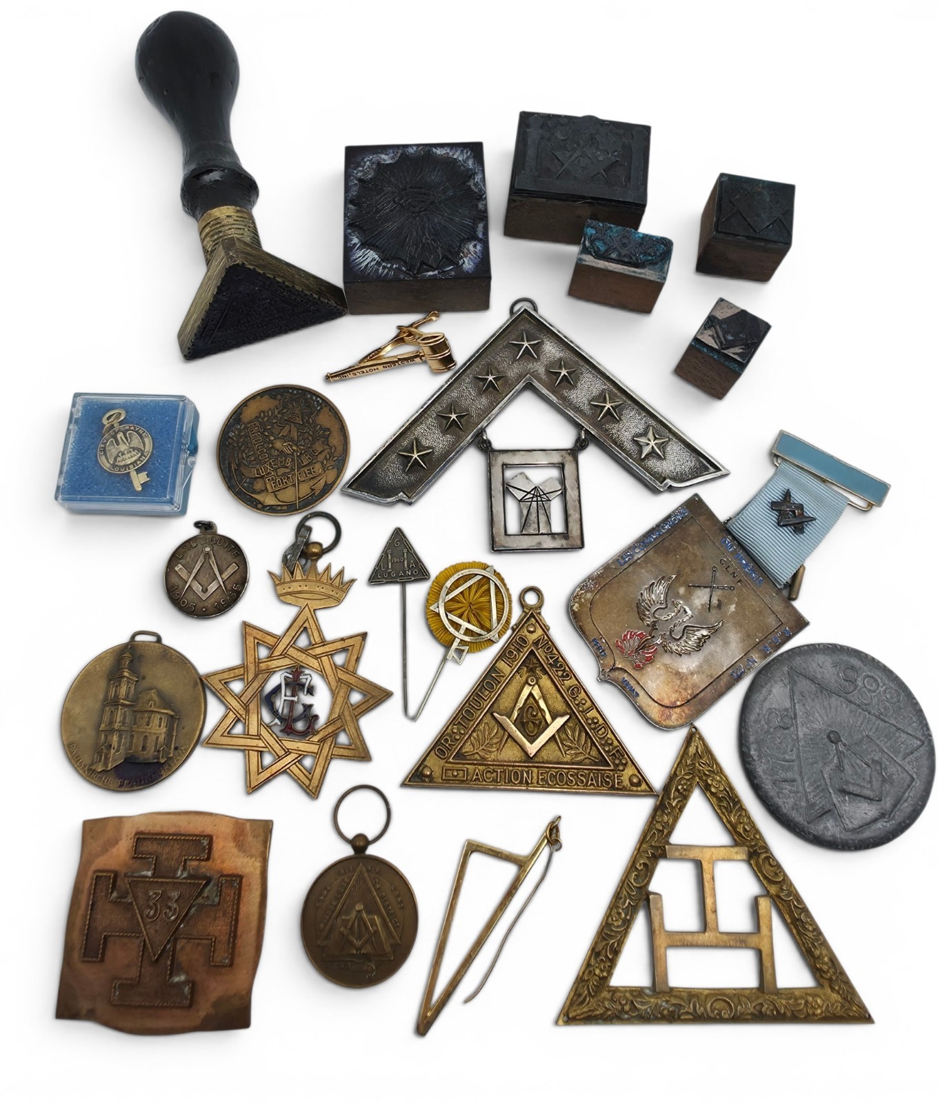 Freemasonry Collection Medals Token Stamps XIX and XXth Freemason 