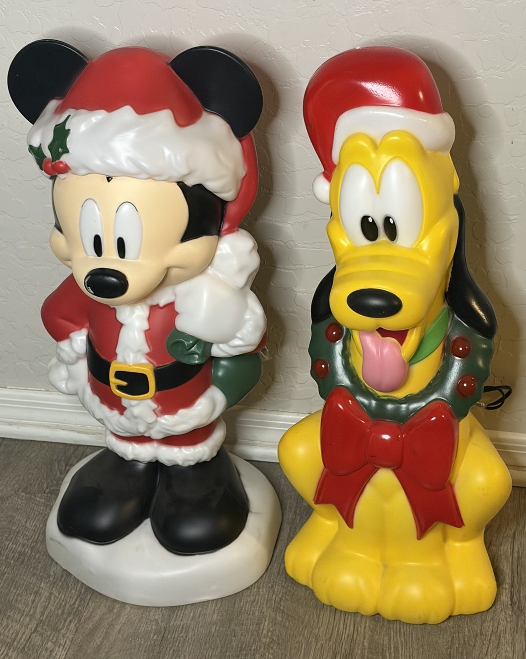 Disney's 2ft Pluto & Mickey in Santa Hat Lighted Christmas Blow Mold Yard Decor