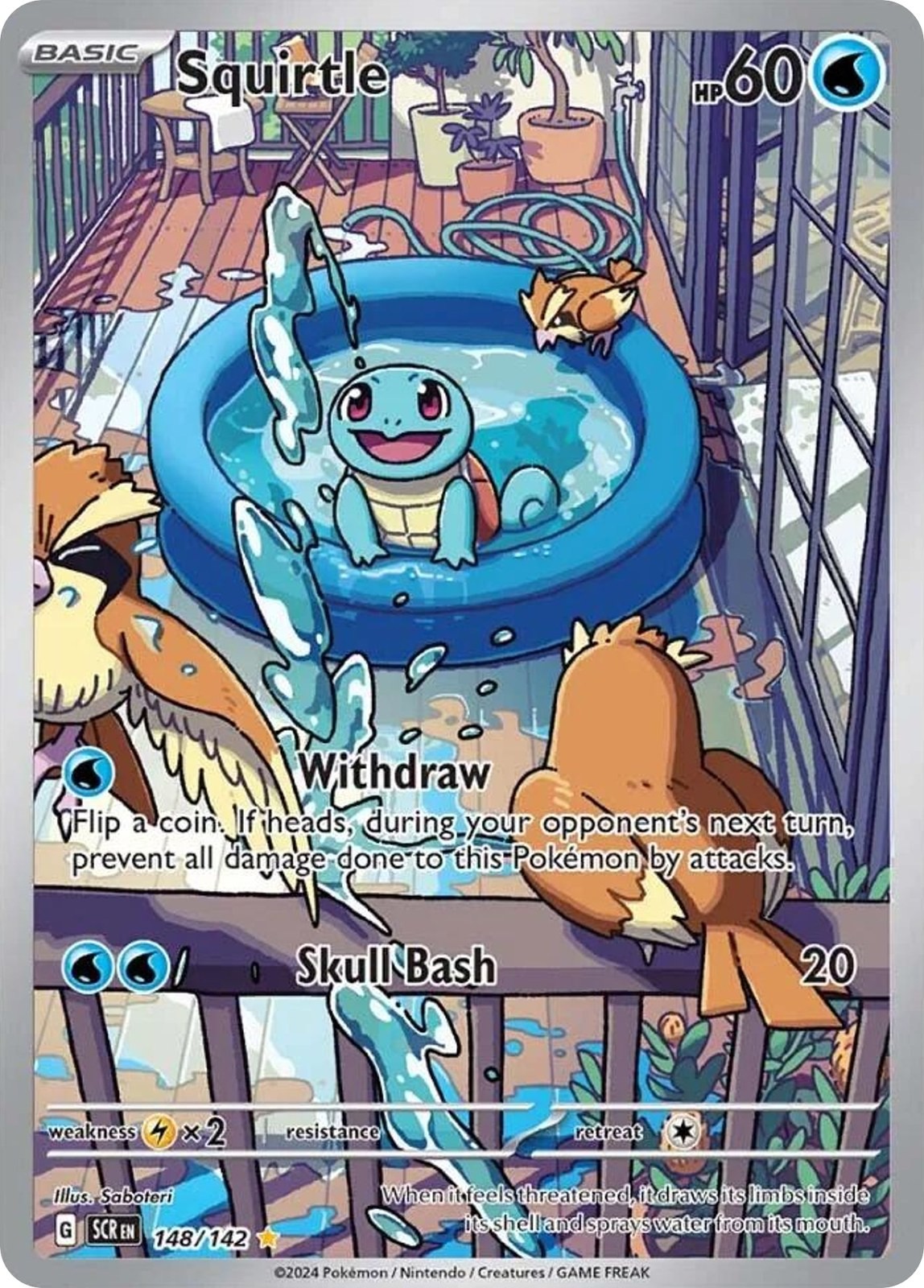 Pokemon Squirtle 148/142 Holo Illustration Rare Stellar Crown NM