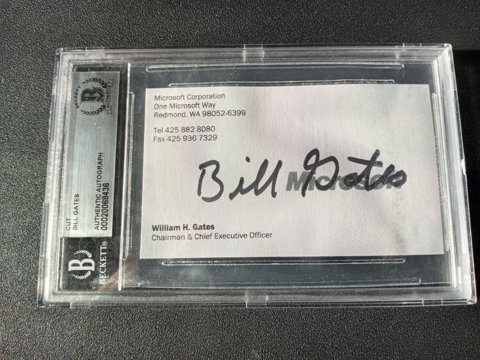 Bill Gates Microsoft Business Card Auto Autograph Signed Beckett BAS Authentic