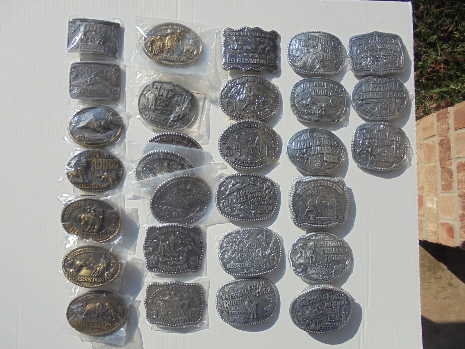 HUGE Lot of 35 Hesston National Finals Rodeo Adult Belt Buckles 1975 to 2001