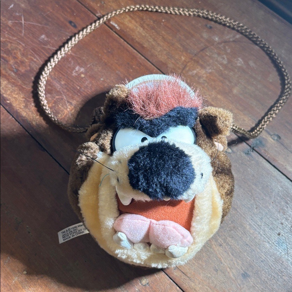 Vtg 90s Looney Tubes Tazmanian Devil Plush Purse