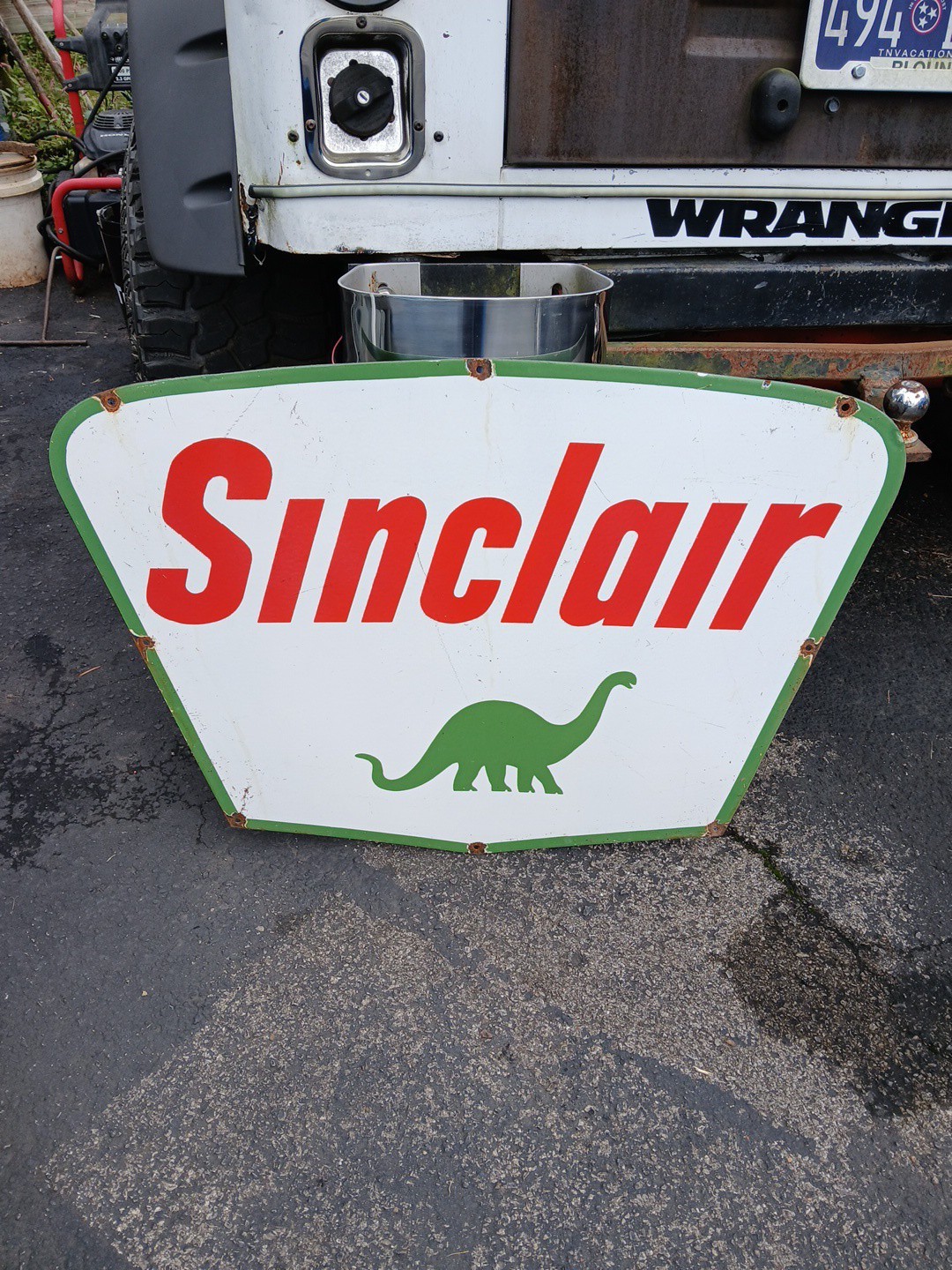 LARGE SINCLAIR 3FT PORCELAIN DSP SIGN GASOLINE MOTOR OIL SERVICE PUMP PETROLIANA