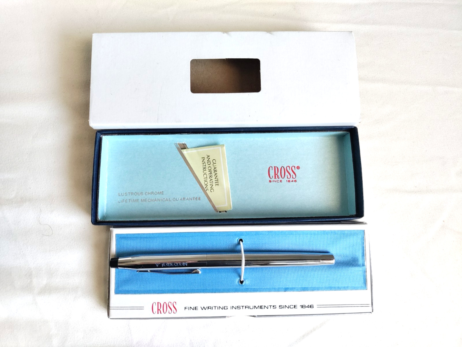Vintage Cross Century Chrome Ballpoint Pen Motorola USA w/ Or Box Chrome 3502
