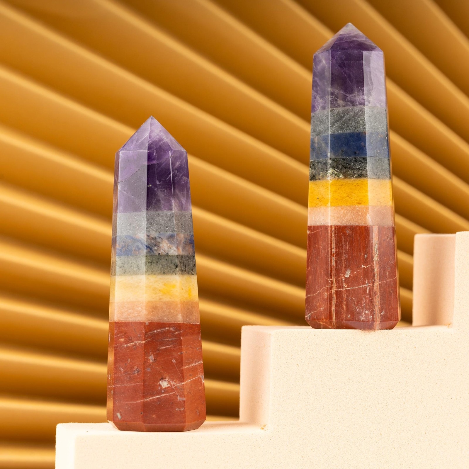 7 Chakra Crystal Tower Point Obelisk, Meditation, Healing Crystal Gift & Decor