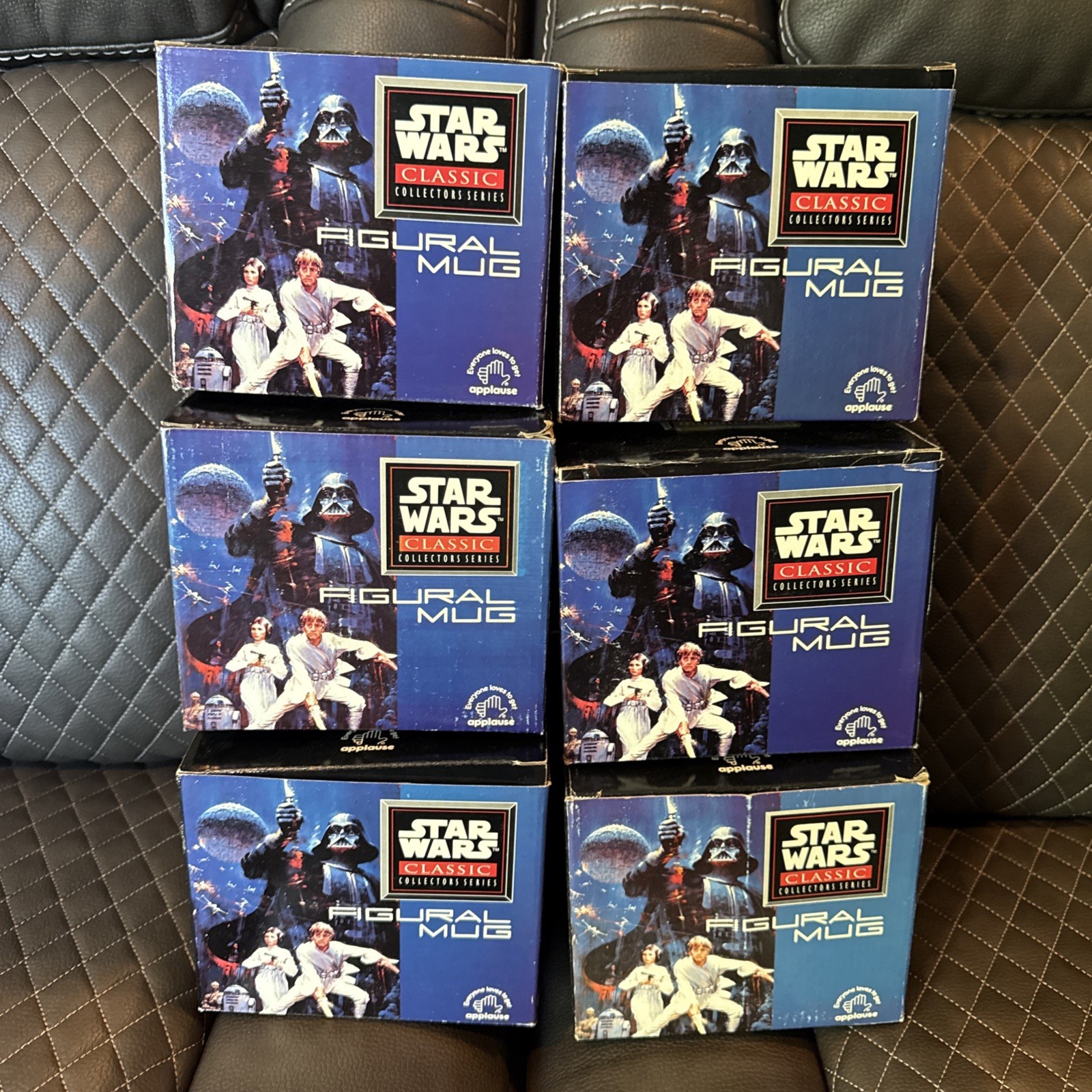 Vintage 96’ Applause Star Wars mugs:Palpatine/Tusken/Vader/Bibfortuna/fett/guard