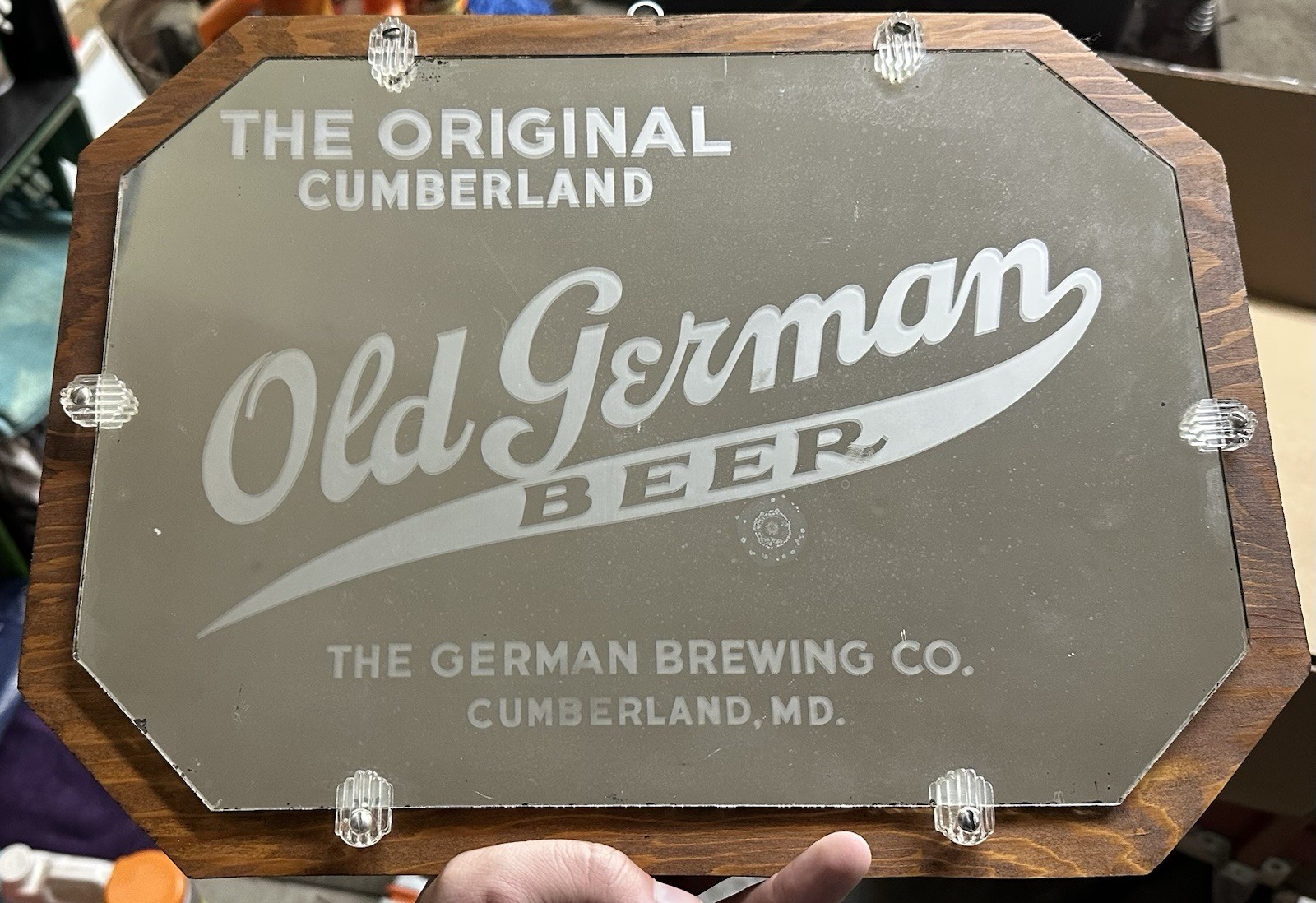 Vintage Old German Beer Mirrored Wall Sign Cumberland Maryland Bar Decor