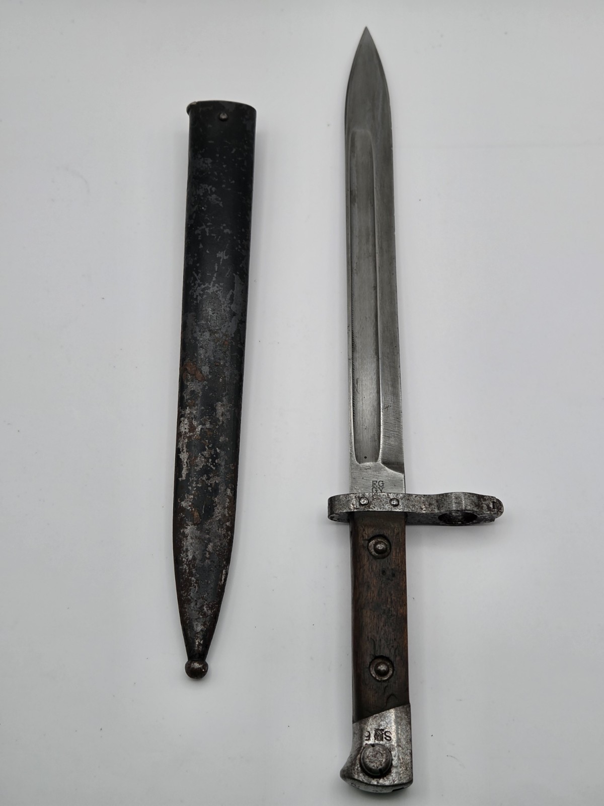 WWI Austrian-Hungarian M1895 Bayonet Scabbard F.G.G.Y Markings Regimental Stamps
