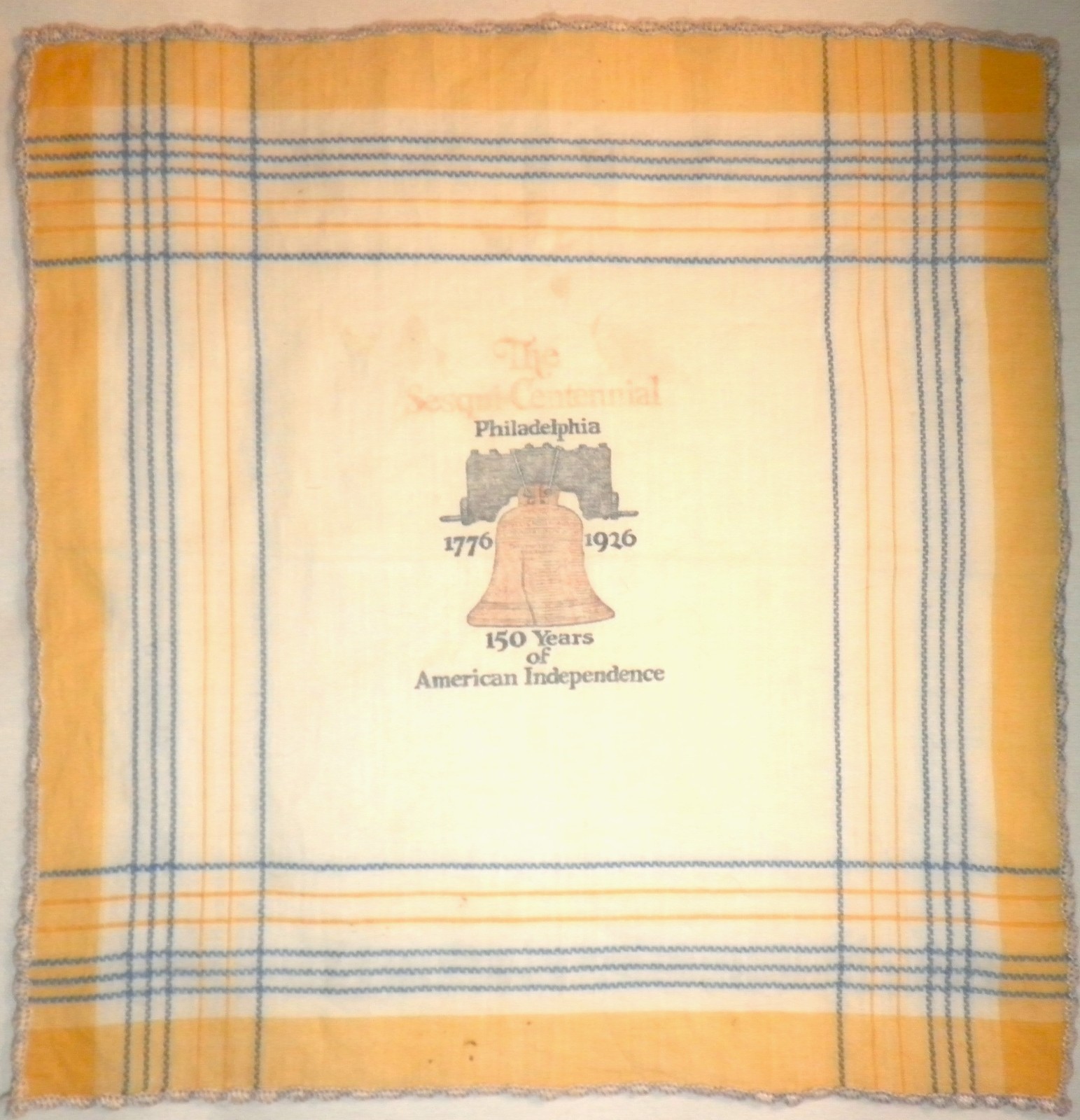 RARE Lot 2 1926 Vintage Phila Sesqui-Centennial Souvenir Cotton Handkercheifs