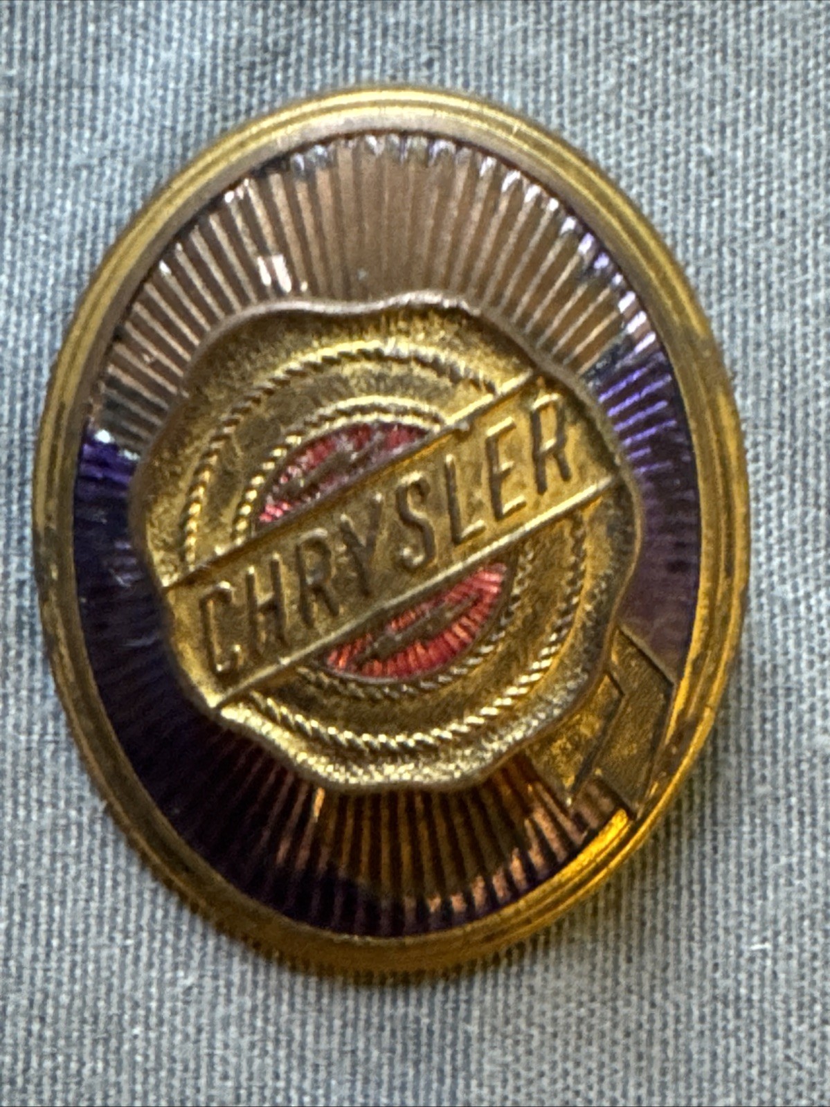 Vintage Chrysler Radiator Badge 1928-1933 Enameled 3D Goldtone Center Original