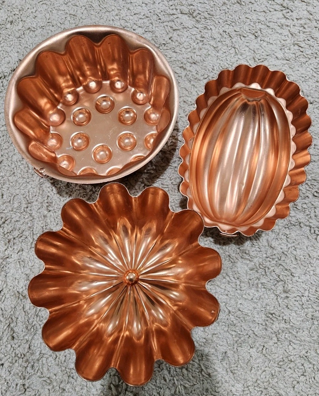 Vintage Copper Jello Molds Cake, Melon and Fluted