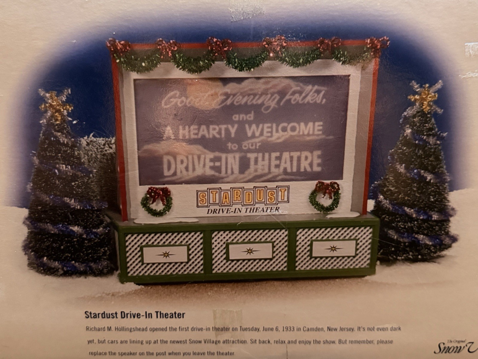 Department 56 Original Snow Village Stardust Drive-In Theater Boxed 2001