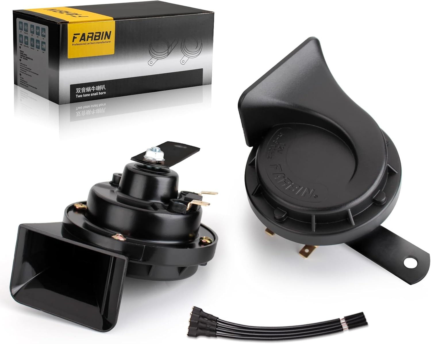 Horns Auto Horn 12V Car Horn Loud Dual-Tone Waterproof Electric Snail