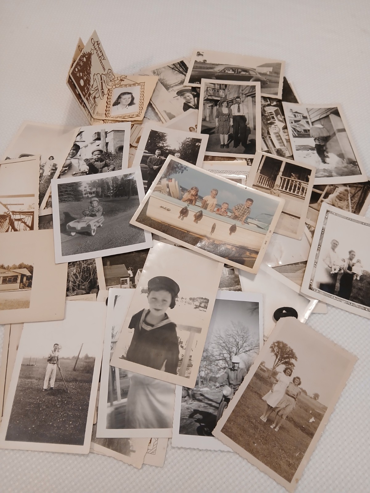 Vintage Ephemera Old B &W Photos Mixed Lot 60+ Pc Automobile Military Family 
