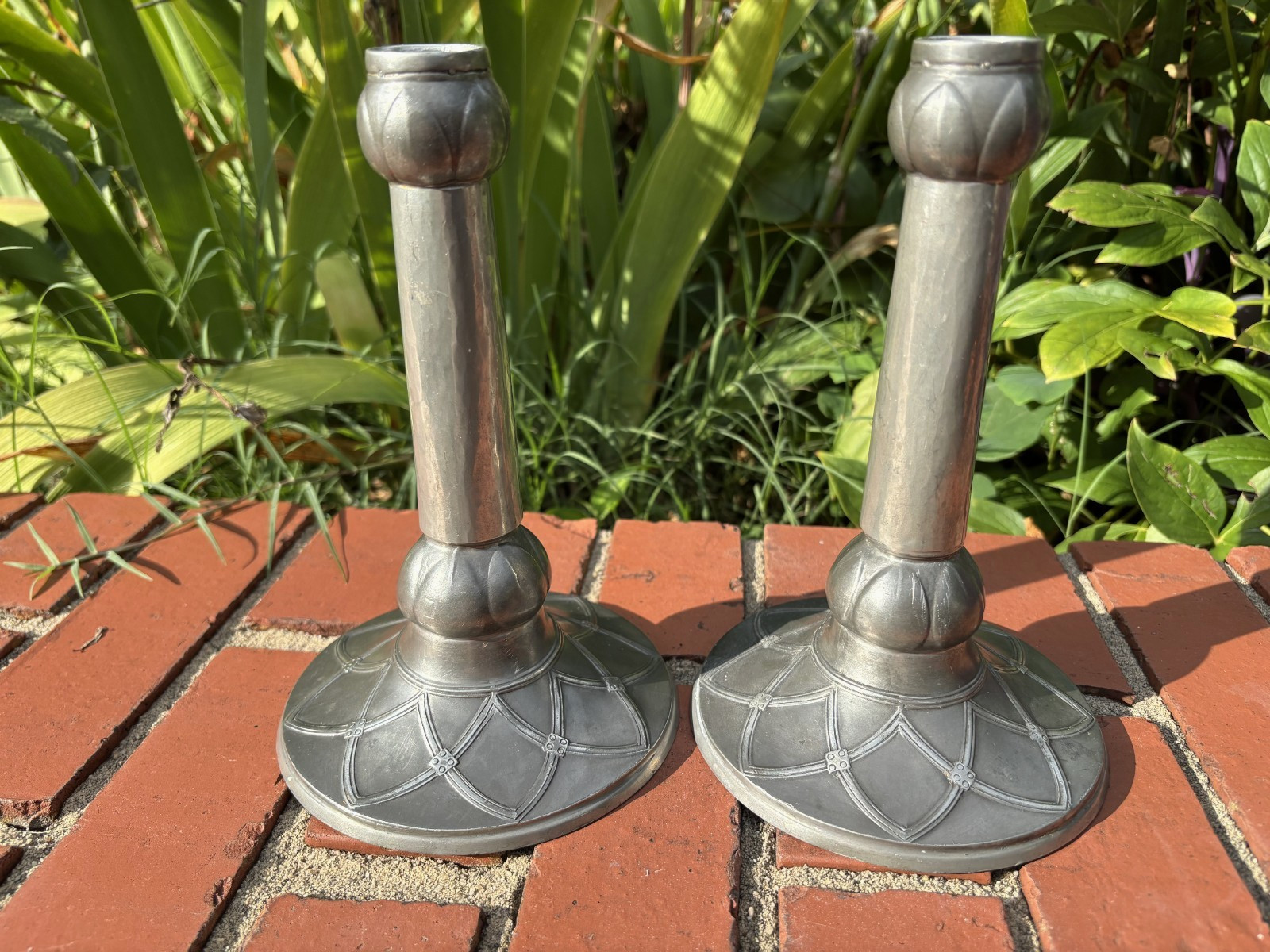 RARE Liberty & Co. Tudric Pair of Pewter Candlesticks Archibald Knox? 8